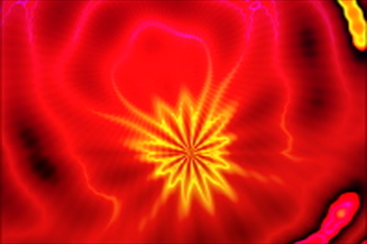 Red and yellow flower-like interference pattern rendered by MOTH