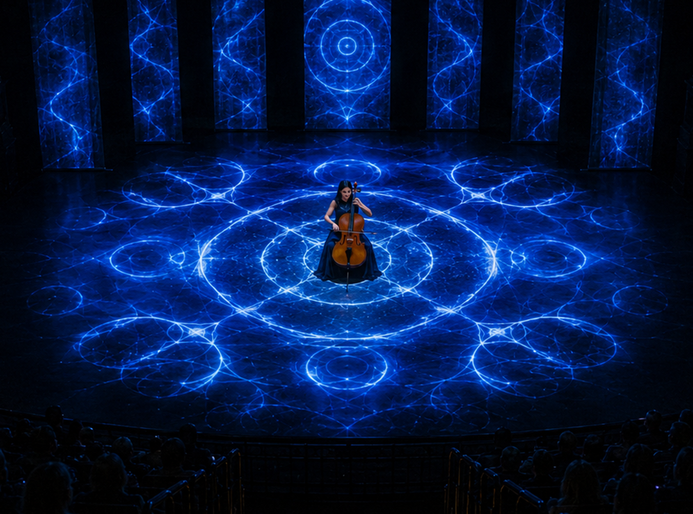 Sound Physics cello performance with Chladni projections